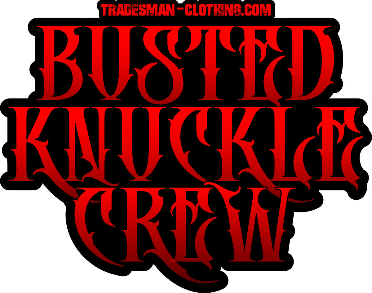 Busted Knuckle Crew Red Text sticker TradesmanClothing